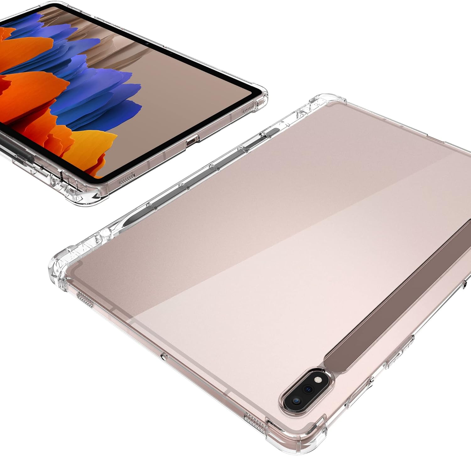 Galaxy Tab S8 Plus 2022/Tab S7 FE 2021/Tab S7 Plus 2020 Clear Back Case with S Pen Holder, Ultra Slim Soft TPU Rubber Silicone Back Cover for Samsung Tab S8+/S7+/S7 FE 12.4 Inch Tablet image 5
