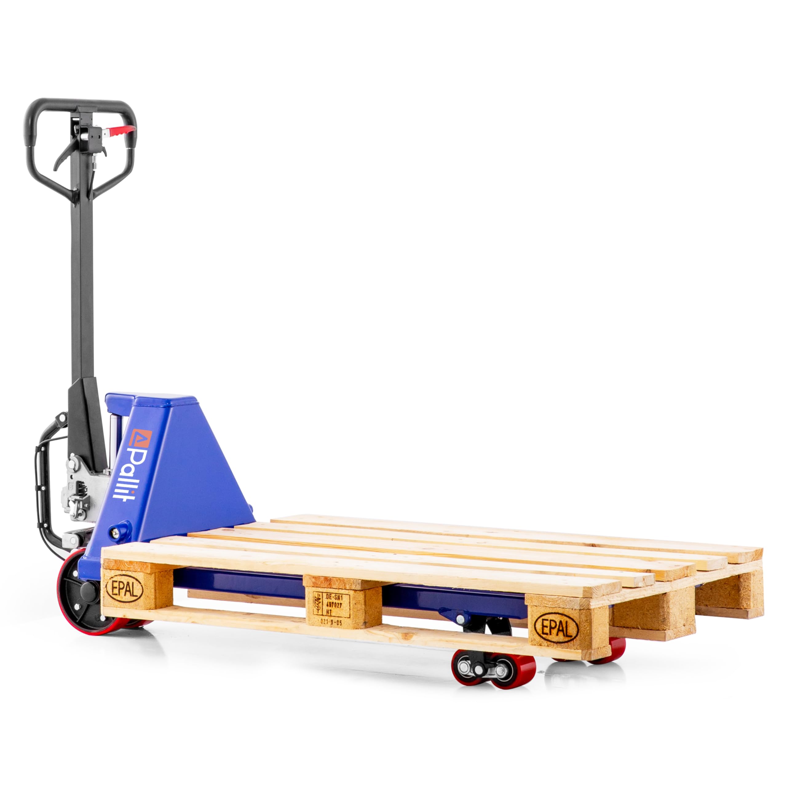Pallit Hubwagen START mit Anfahrhilfe | 2500 kg Tragkraft | 1150 mm Gabellänge | PU Rollen | Palettenwagen Gabelhubwagen
