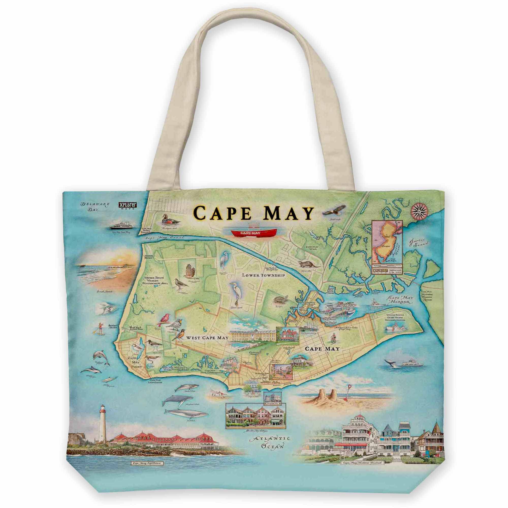 Xplorer Maps Canvas Tote Bag with Handles, Cloth Grocery Shopping Bag, Reusable & Eco-friendly Bag, 100% Cotton, Washable
