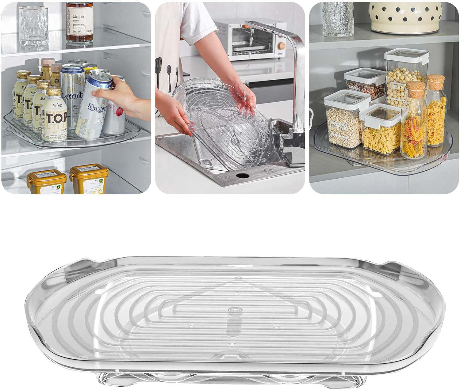 Lazy Susan Turntable Organizer for Refrigerator,Clear 360
