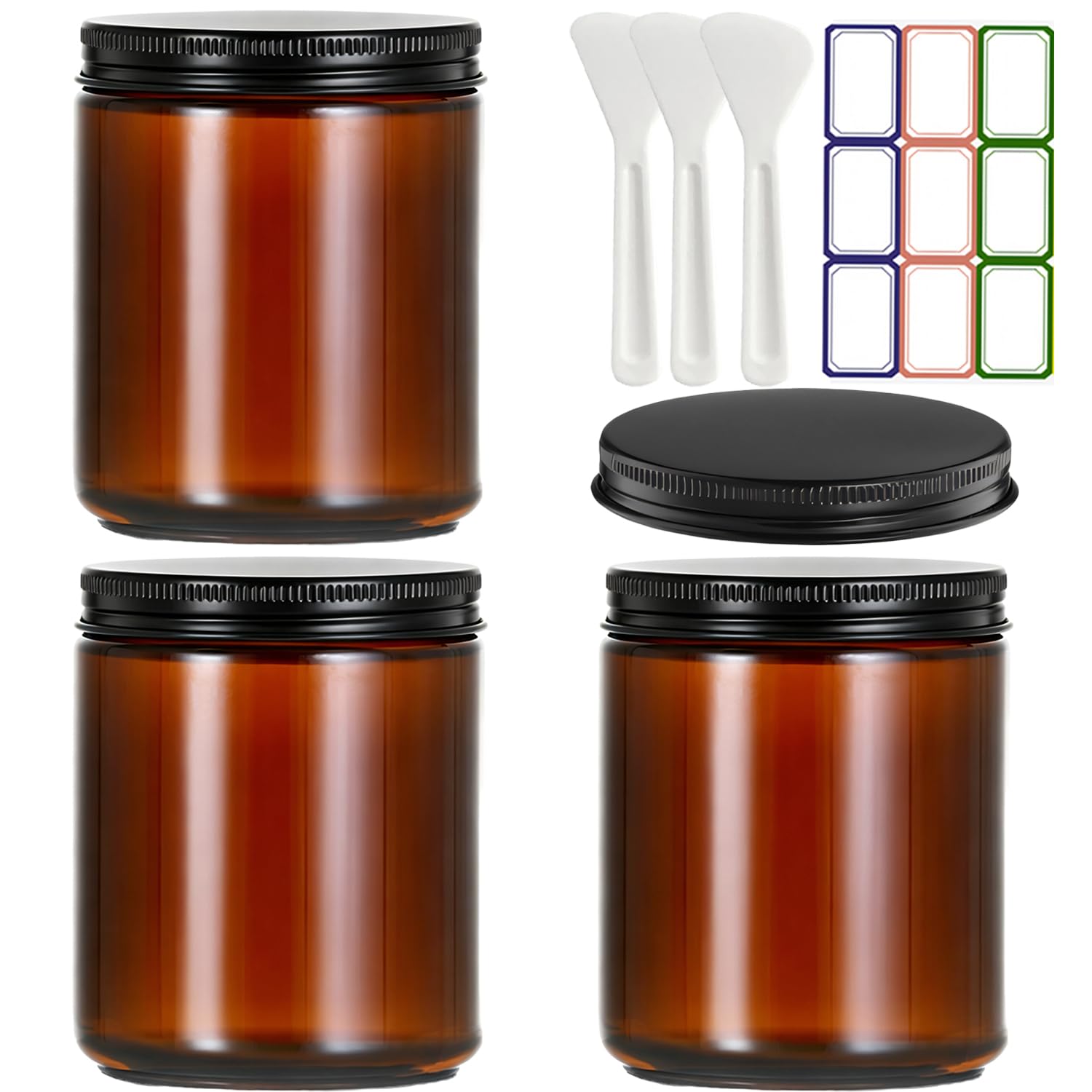 Pots à beurre corporel marron Amebr 227g pour cosmétiques maison de luxe