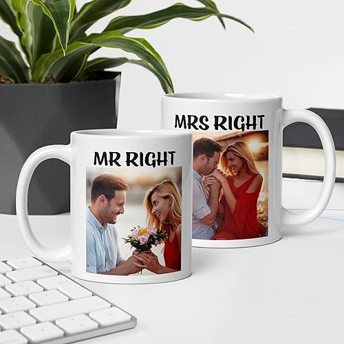 Miniatura 2 de Taza de café personalizada con diseño de logotipo de fototexto, impresión de doble cara de 11 onzas, taza de café personalizada con imágenes,