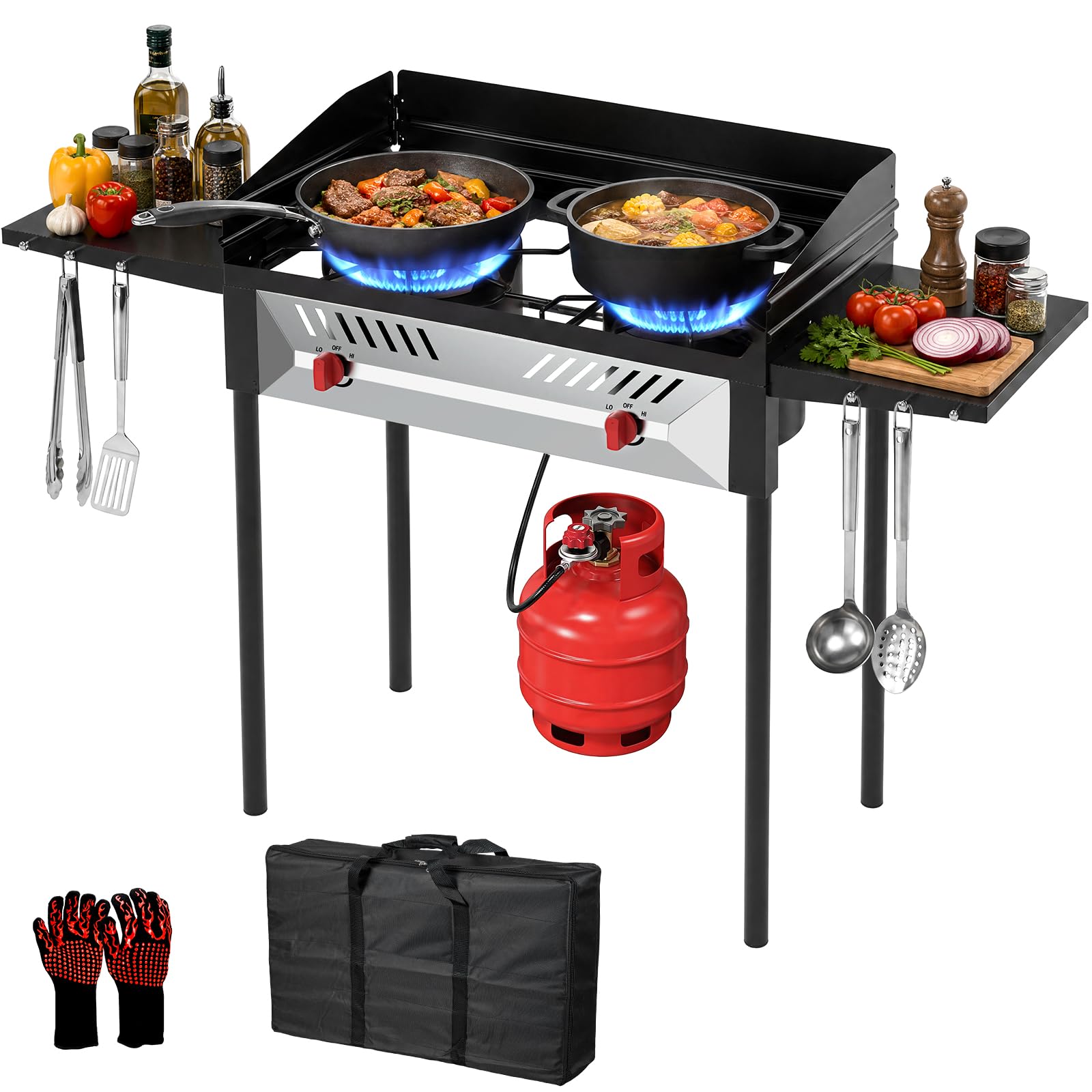 BESTFIRE High Pressure 240k BTU 2 Burner Outdoor Propane Gas Stove