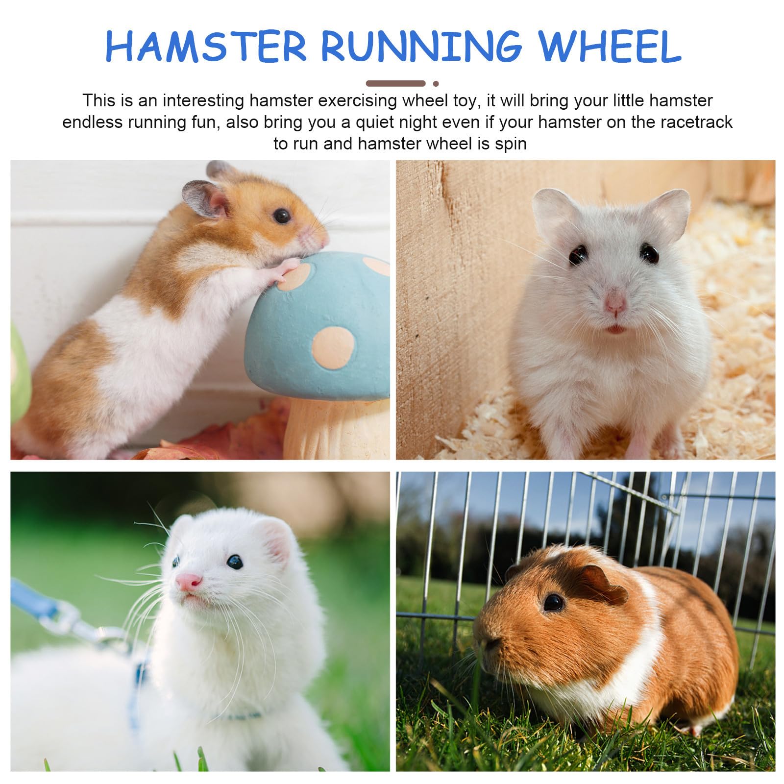 Rueda de Ejercicio Silenciosa Rueda de Hierro para Correr y Hacer Ejercicio de Color Blanco Hámster y Mascotas Pequeñas en Jaula