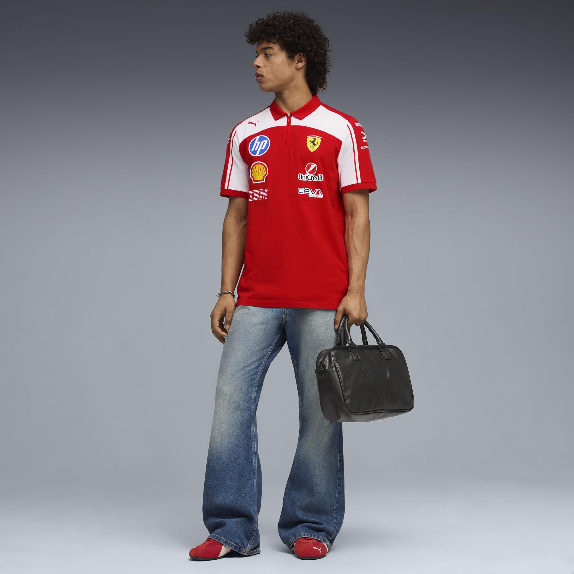 PUMA Scuderia Ferrari F1 2026 Herren Team-Poloshirt - Rot | Verfügt über das Scudetto-Schild auf der Brust, Alle neuesten Team- und Partnerlogos
