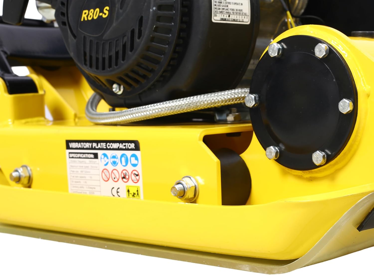 【LuckyNote】2.5HP Plate Compactor Gas 79.7cc 8200N Force Construction Concrete Tamper Machine Power Paver 19.3 x 12.6" Plate，with Foldable Wheels, for Paving and Landscaping