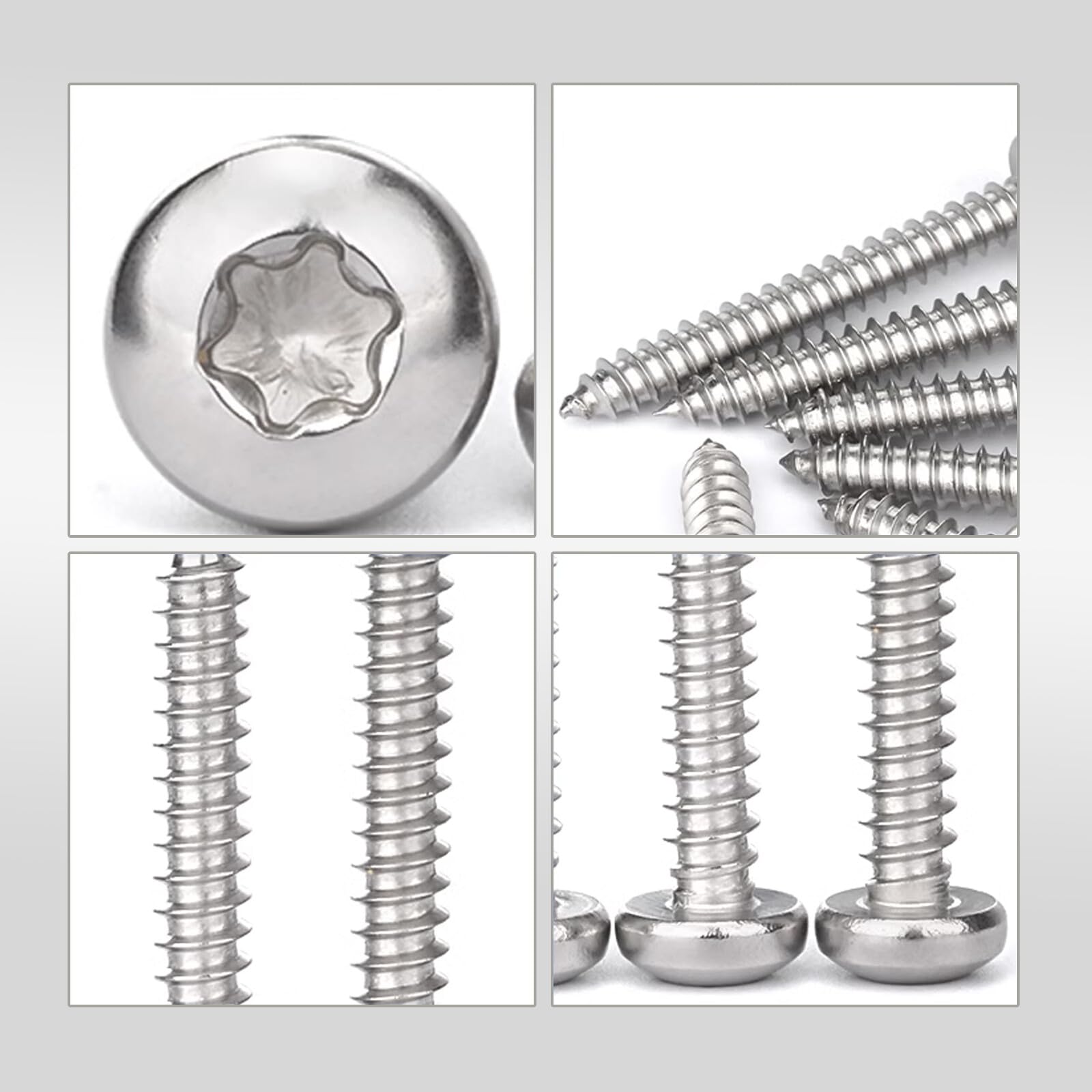 M5 x 20mm Self Tapping Screws, 100 Pcs Torx Pan Head 304 Stainless Steel Screws, Fasteners Bolts for Plastic Wood Furniture and Drywall - Image 2