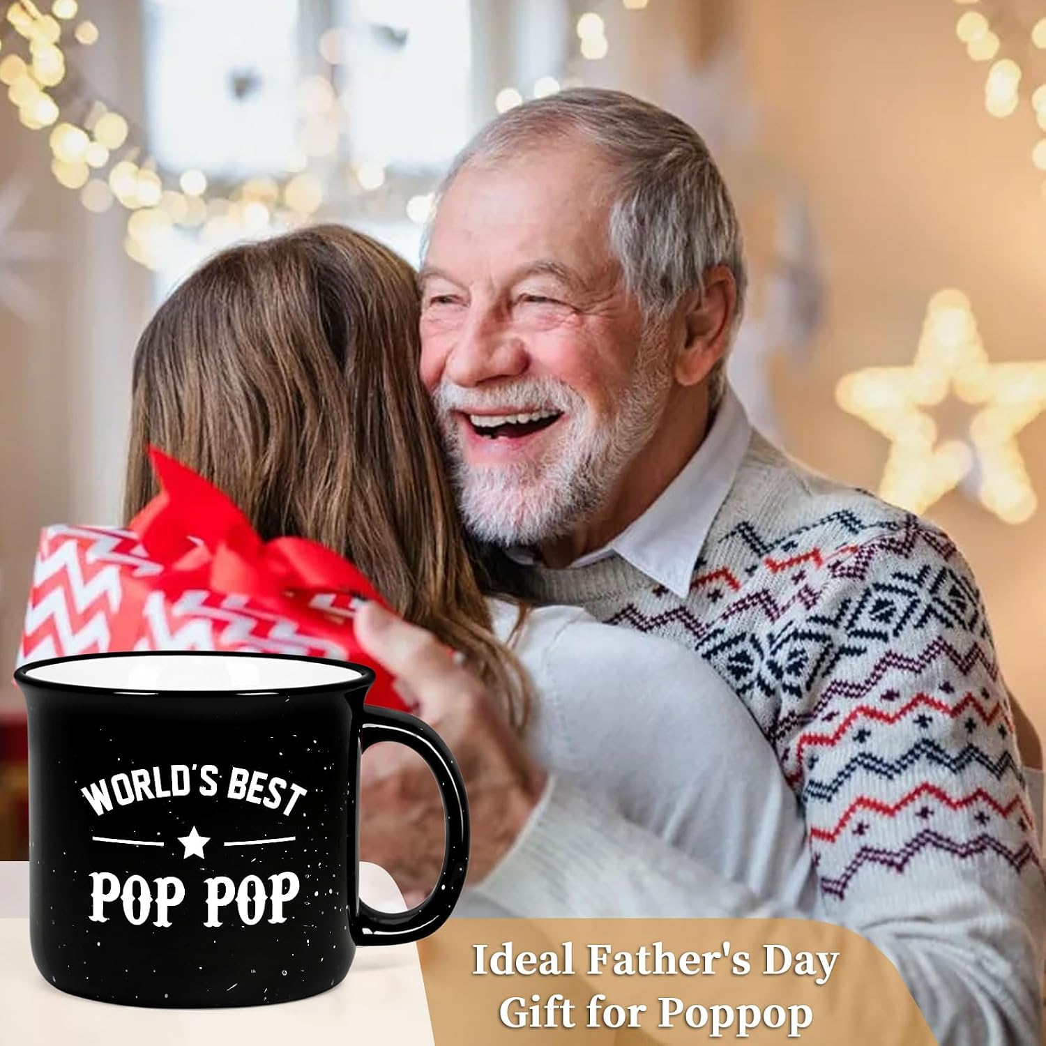 Cabtnca Pop Pop Fathers Day Gift, World's Best POP POP Mug 15oz, Father Day Gifts for Grandpa, Birthday Gifts for Grandpa, 15Oz Black