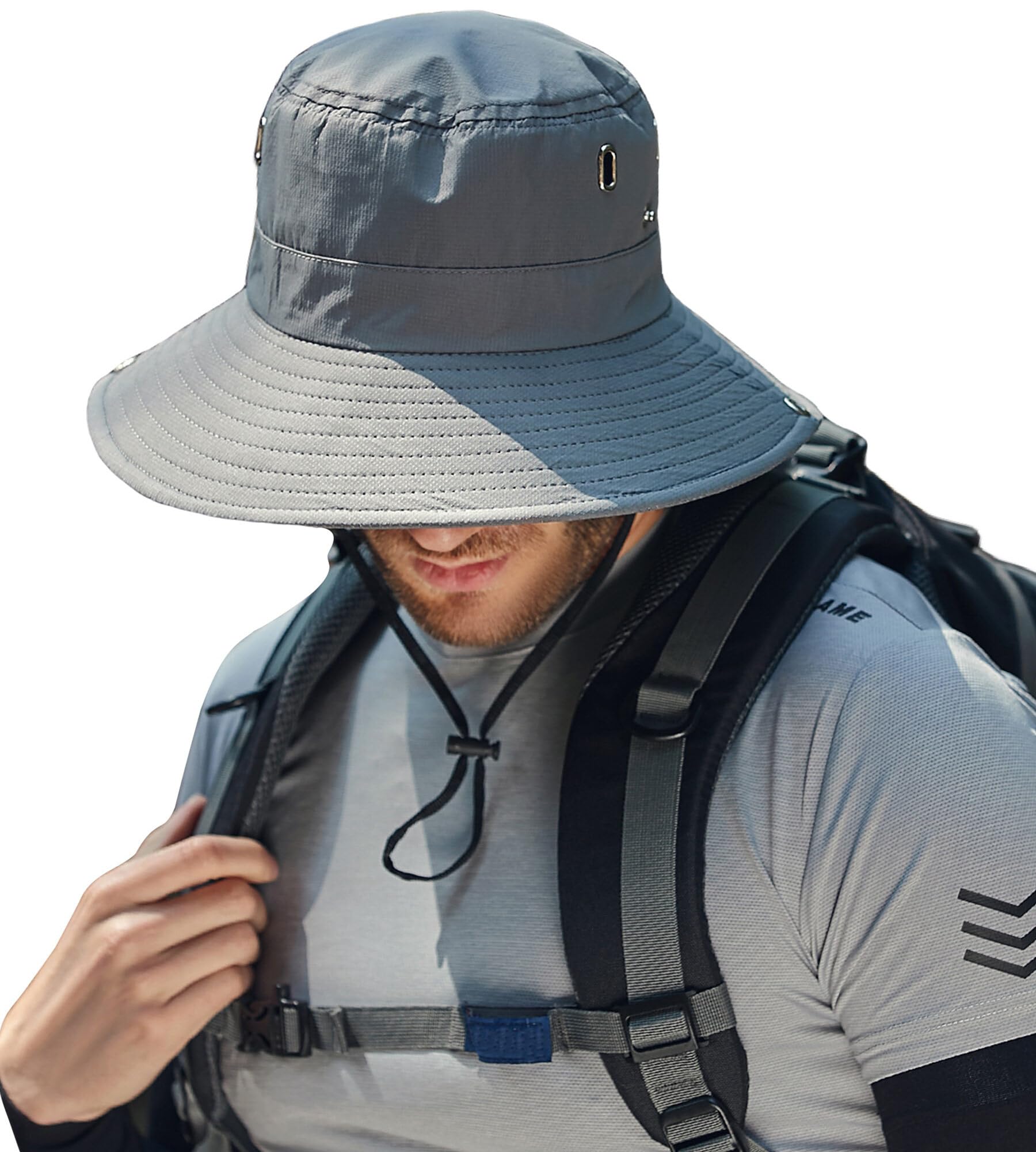 AIEOE Sombrero de Pescador Gorro ala Ancha Hombre Gorras Protección UV Sombreros con Correa de Barbilla Ajustable Impermeable