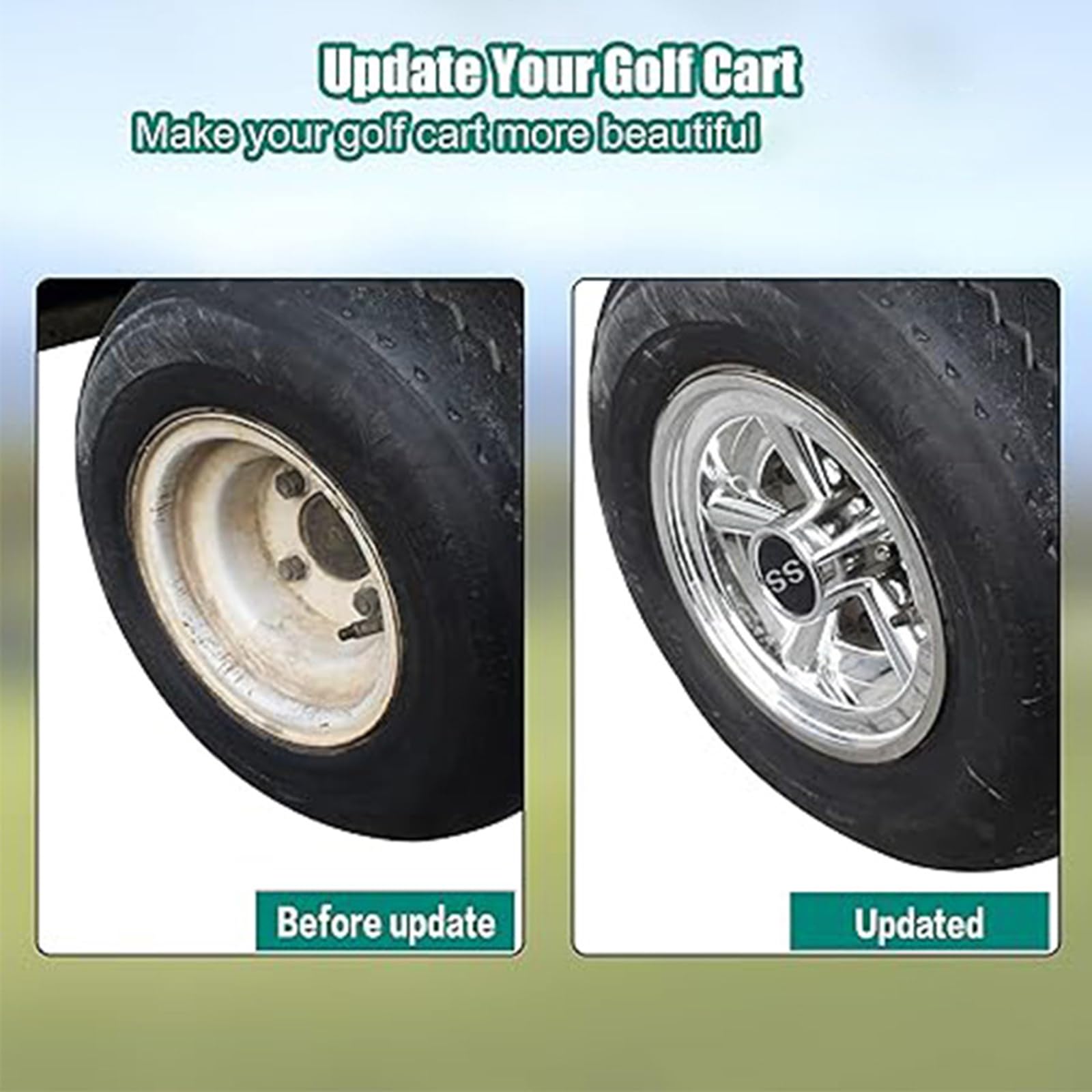 NUEAYMS Professionelle 8-Zoll Golfwagen Radkappen, 5-Speichen Design, universeller Golfwagen Nabenkappen Schutz, einfache Installation, Speichen Design