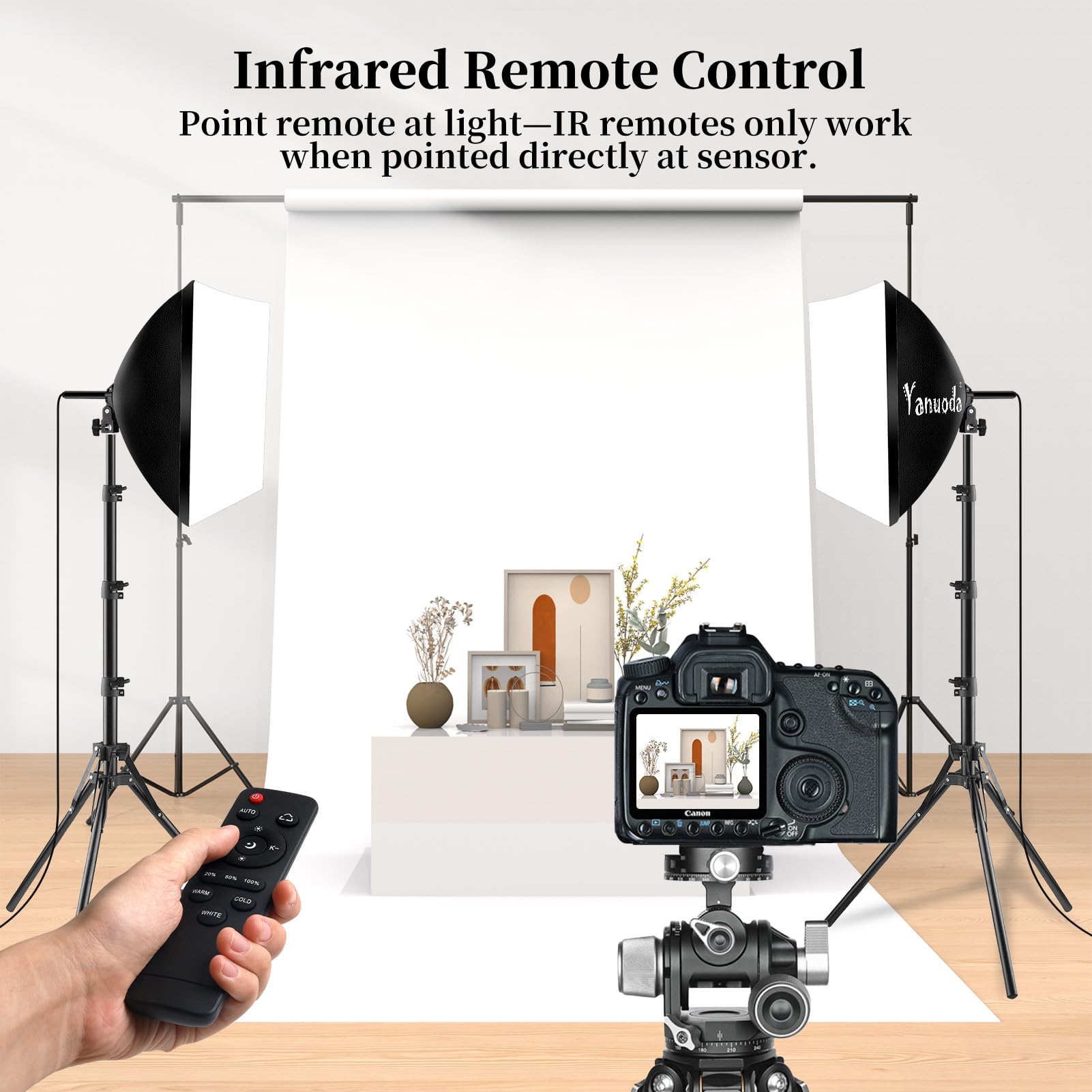 Kit de Iluminación Profesional Softbox 40 x 40 cm (2 Unidades) - Luces LED de Estudio 7500K / 5500K / 3000K, 95W E27, Brilló Ajustable, CRI97 - con 2 Trípodes, Difusores, Control Remoto y Bolsa