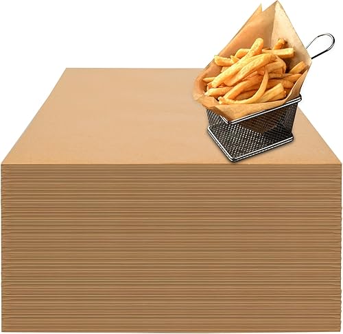 100 unidades de hojas de papel encerado para delicatessen precortadas, 30x30 cm Hojas de papel pergamino natural kraft para forrar cestas de