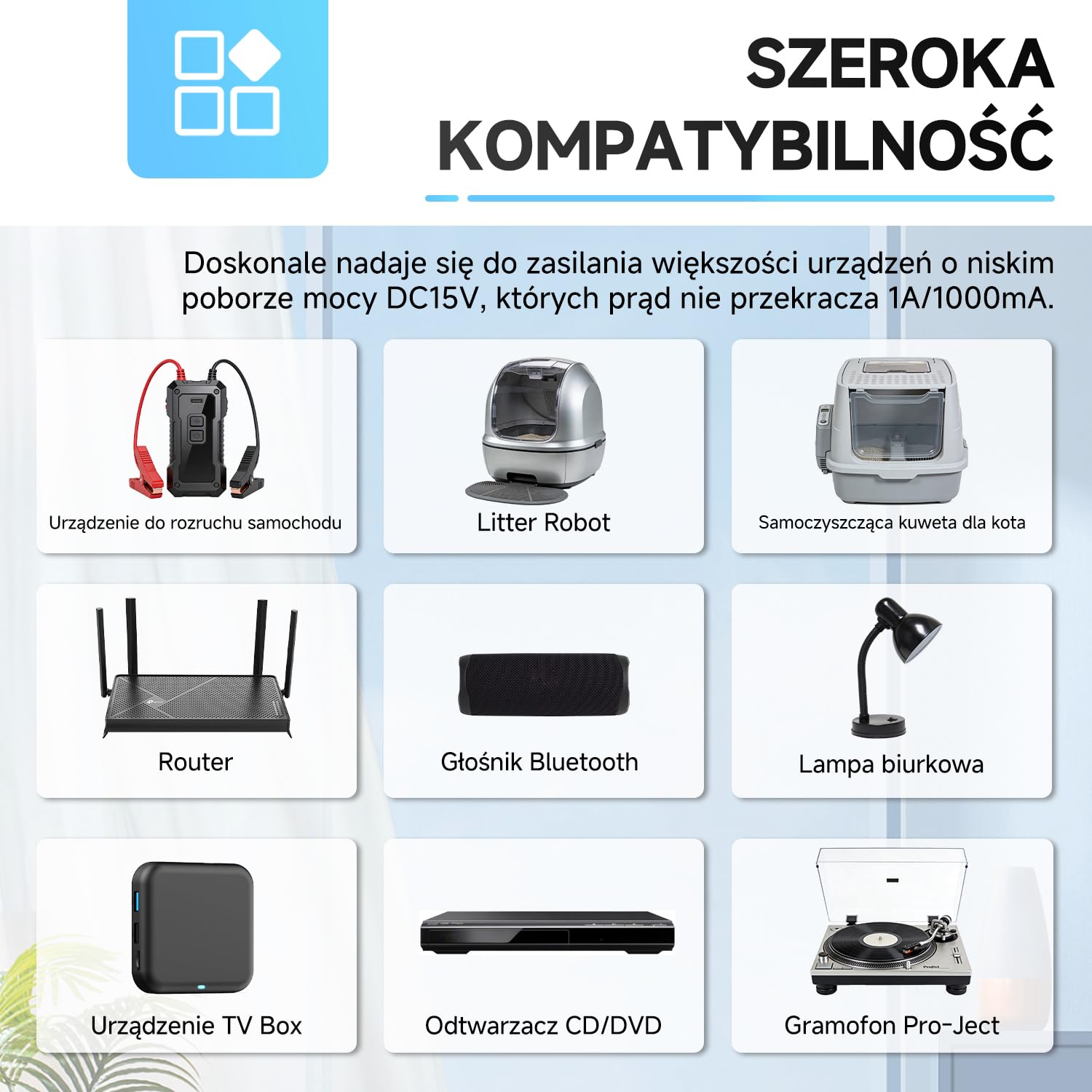 15 V 1 A/1000 mA 1,8 m długi zasilacz sieciowy, AC 100-240 V na DC 15 V 1 A 15 W adapter przełączający 5,5 x 2,1 mm wtyczka transformatora ściennego do Litter-Rototów i innych urządzeń 15 V,