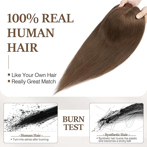 Miniatura 10 de Rich Choices Toppers para el cabello para mujer, 100% cabello humano real, sin flequillo, 120% densidad, base de seda, clip en la parte superior,