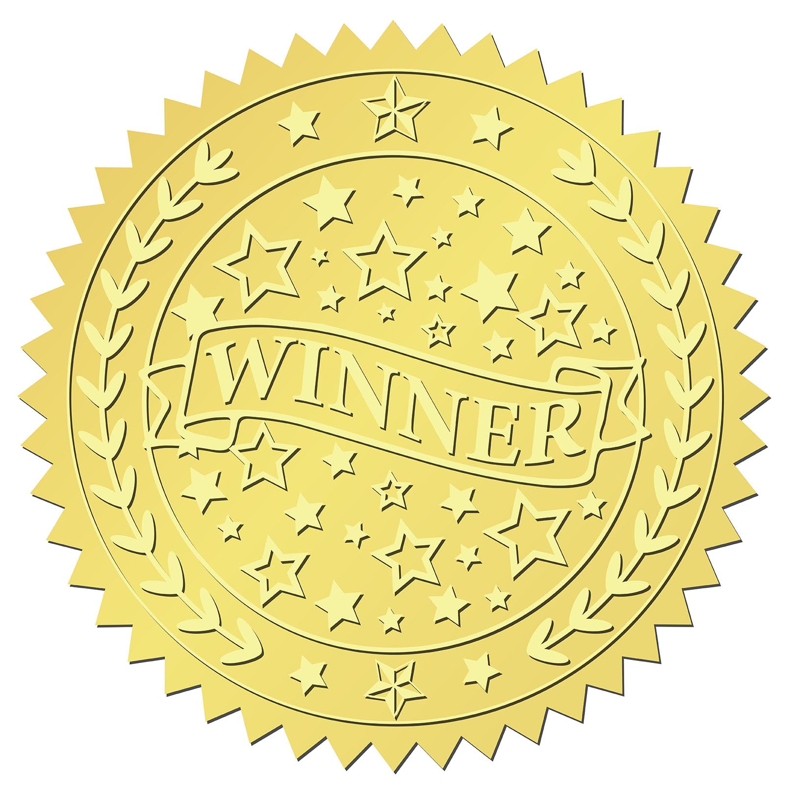 CRASPIRE 408Pcs Winner Star Gold Foil Embossed Stickers 2" Self Adhesive Envelopes Embossing Seals Round Labels for Wedding Invitation Corporation Graduation Certificates Diplomas Gift Award Medal