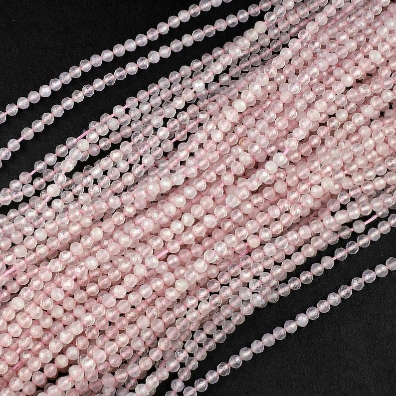 Quartz rose perles facettées de qualité supérieure pour colliers et bracelets