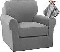 Vista 122 de Turquoize - Fundas de sillas de 2 piezas, fundas de sofá, funda de sillón con reposabrazos, protector lavable para sillas, tela jacquard gruesa Cian