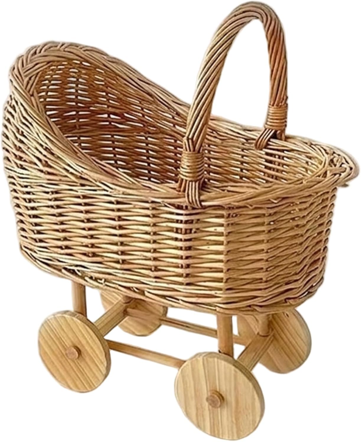 Wicker Baby Carriage - Vintage Style Pushcart for Baby Shower Decorations, Nursery Decor, Floral Arrangements & Home Storage Shower Decorations Doll Stroller