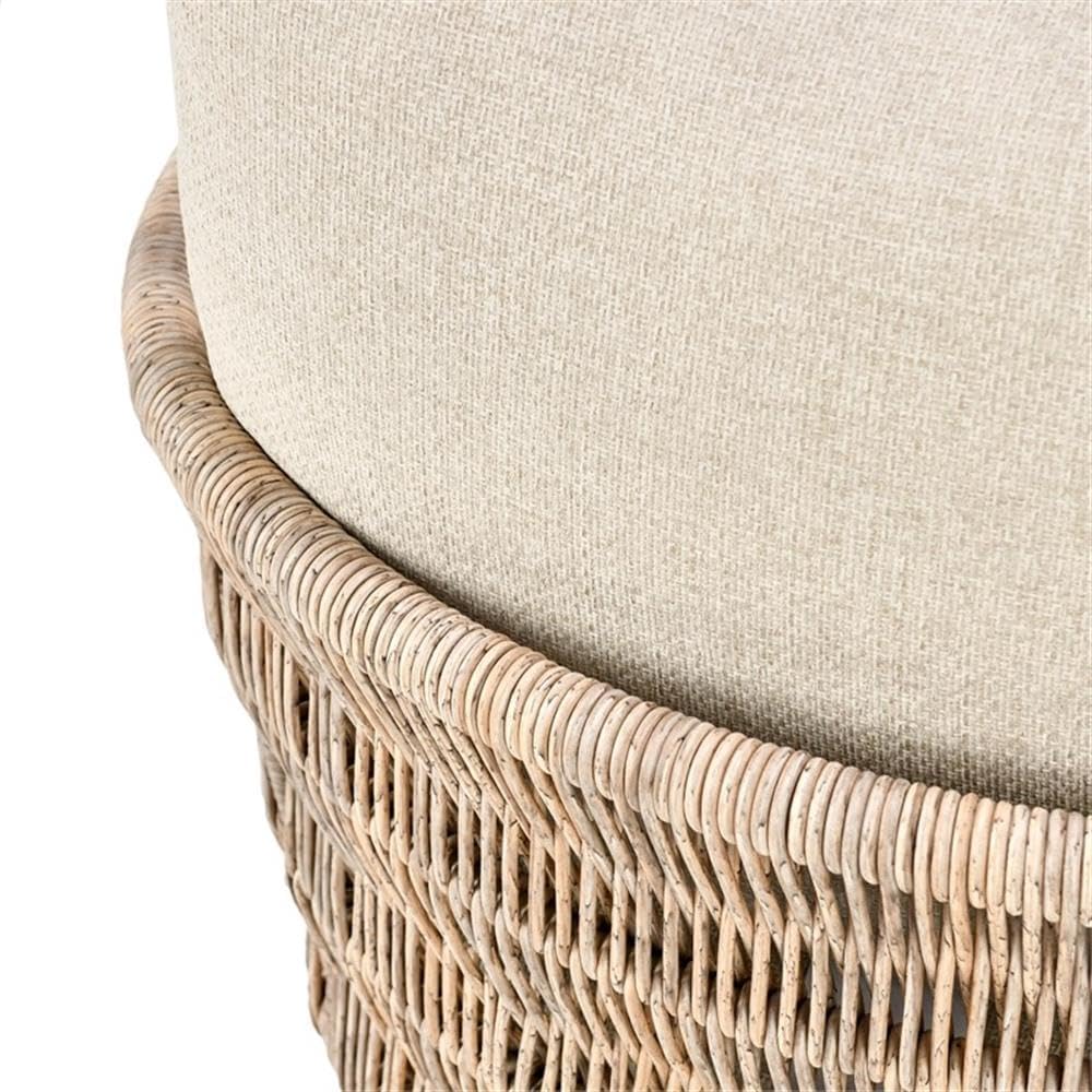 Pemberly Row Outdoor Solid Wood Accent Chair, Natural Tone, 30.75Wx31Dx25.25H, Weather-Resistant Upholstery, Removable Cushions, Tapered Legs with Floor Protectors, Patio Deck Balcony Seating