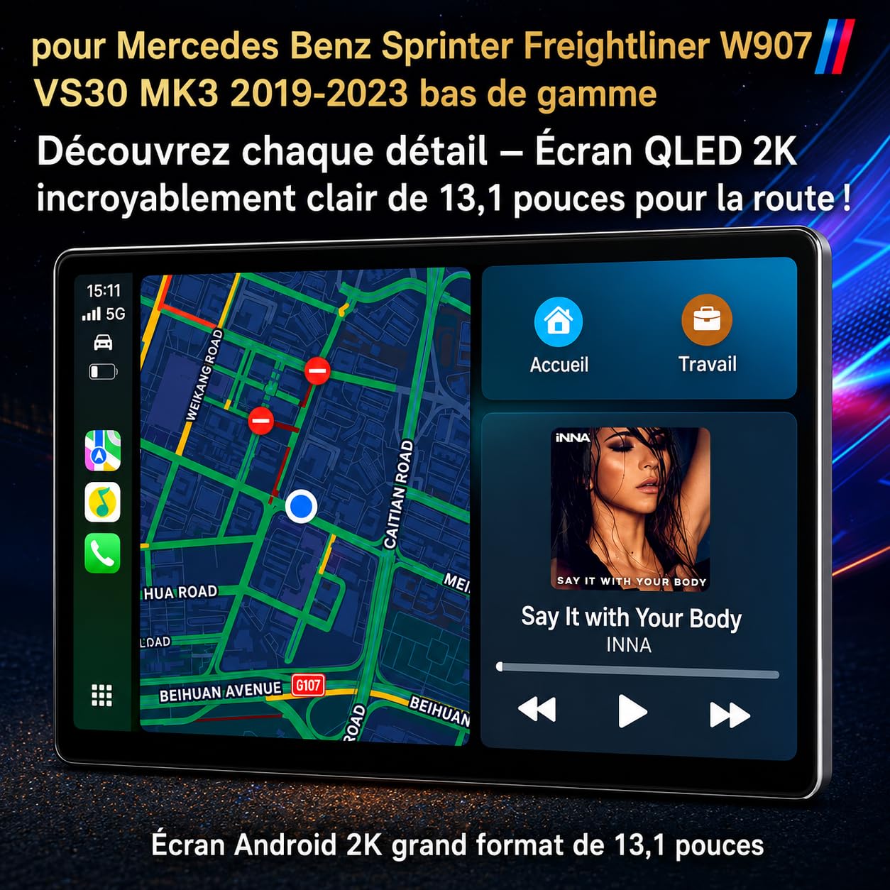 Autoradio pour Mercedes-Benz Sprinter Freightliner W907 VS30 2019-2023