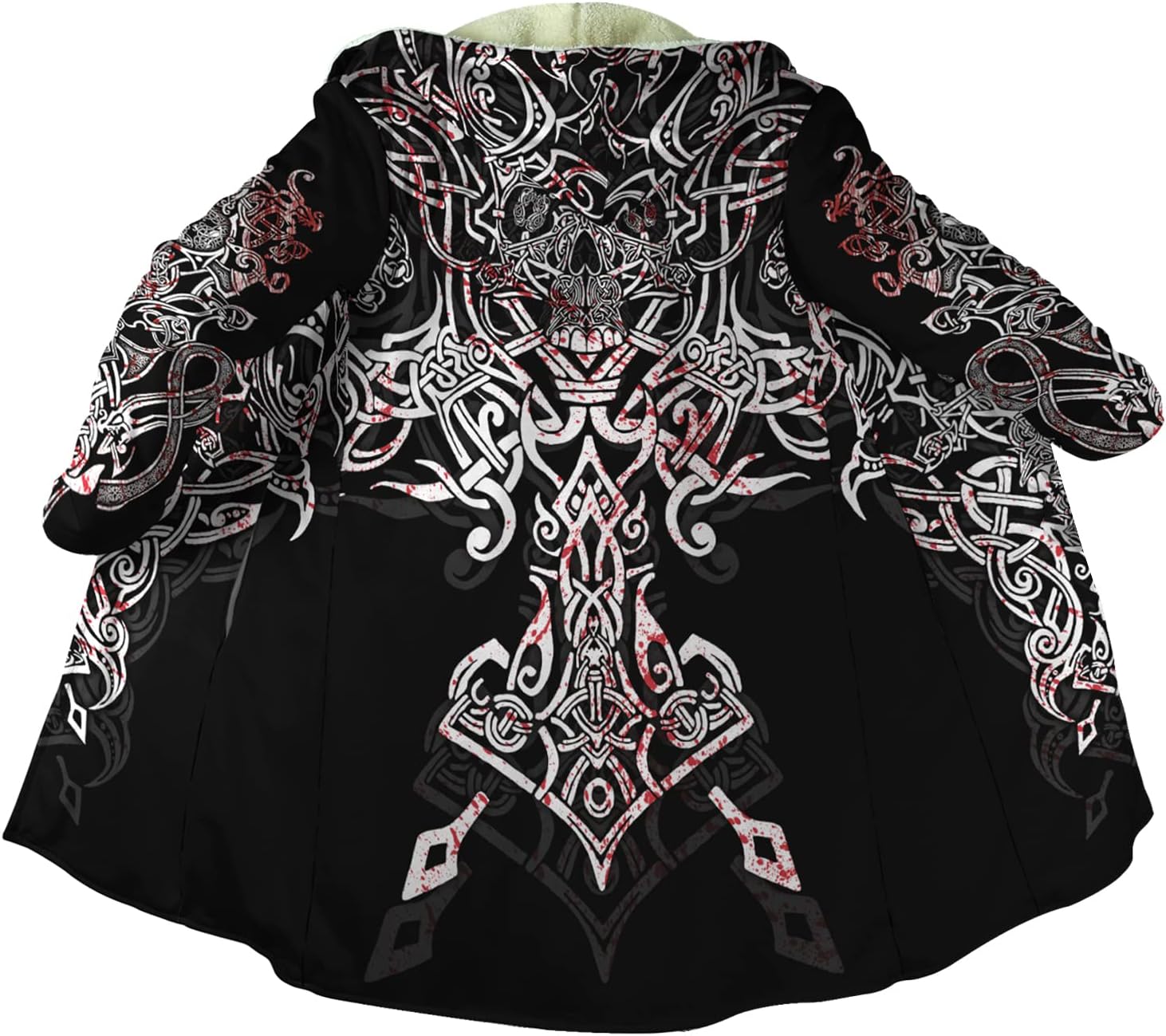 JJLLAZAD Manteau Chaud D'hiver Pour Hommes Viking Fenrir Wolf Veste Parkas À Capuche Imprimée Pardessus Nordique Décontracté Mi-Long En Coton,Celtic Knot,S