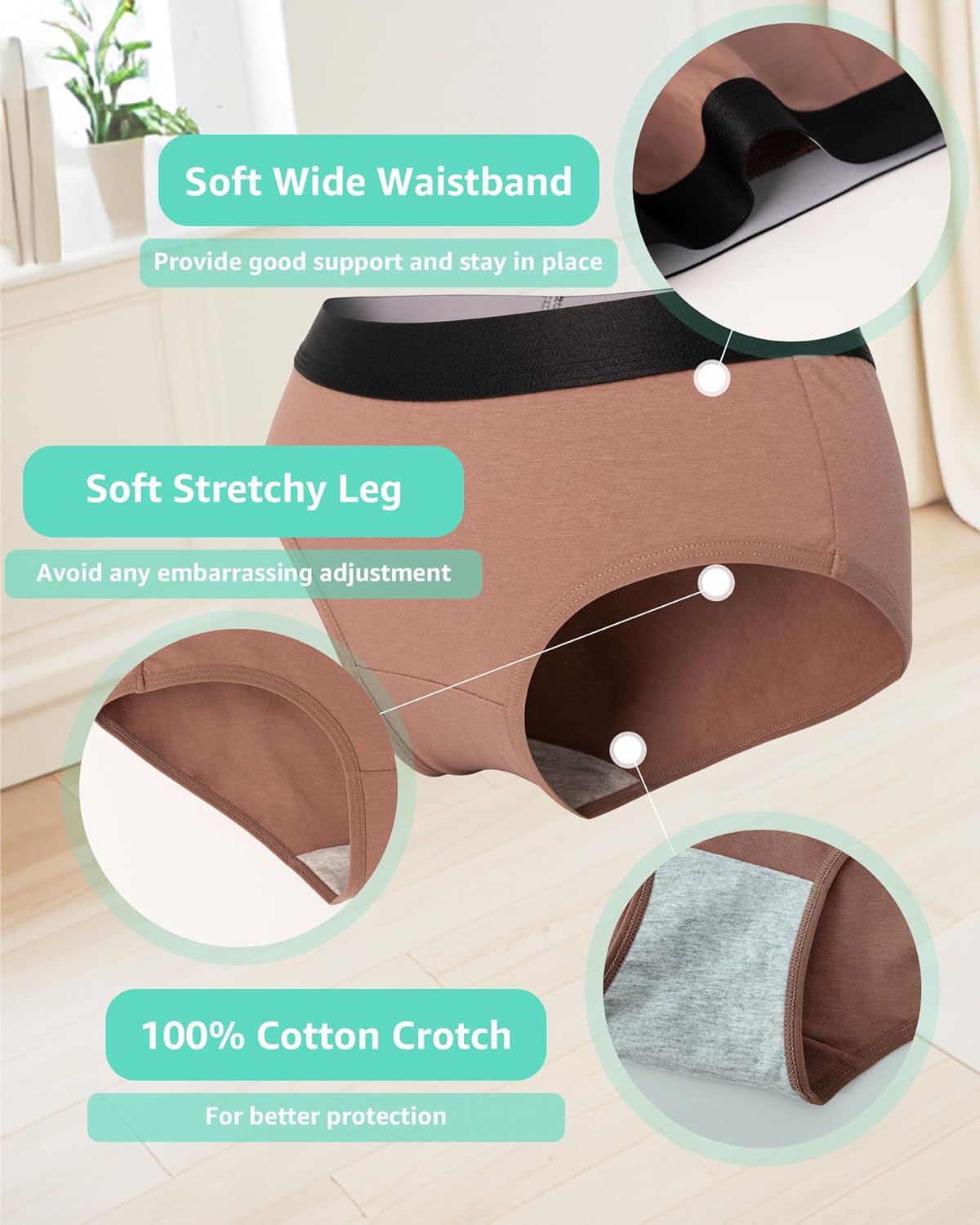 POPKOK Womens Underwear Soft Cotton Hipster Panties Mid Rise Briefs 6 Pack Regular and Plus Size - Image 4