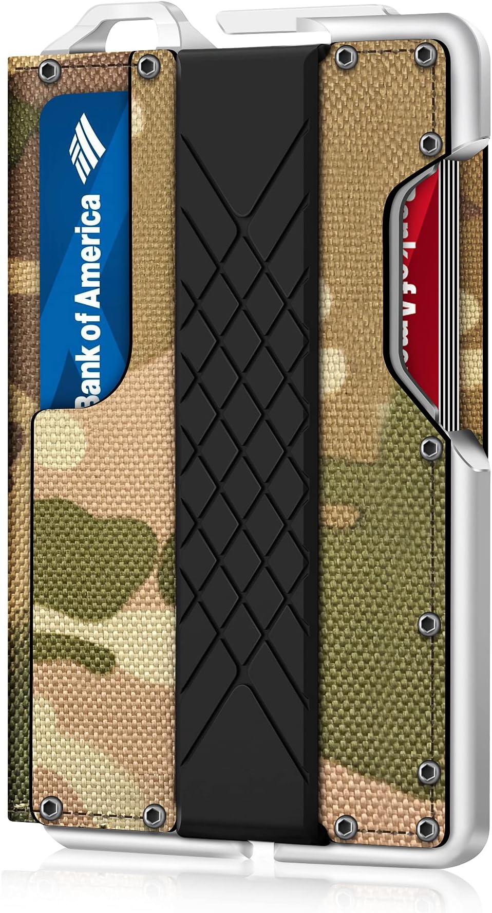 MURADIN Tactical Minimalist Wallet for Men, Slim RFID Blocking Metal Card Holder, Elegant Bifold Men's Wallet with Money Clip, Camouflage, M, Minimalist