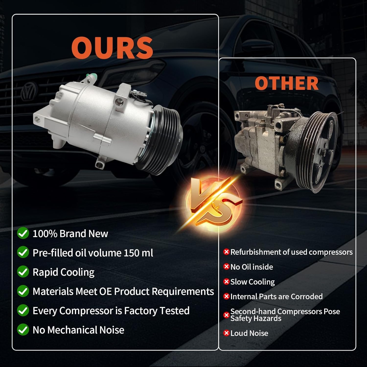 CO11304C Air Conditioner AC Compressor with Clutch Compatible with Hyundai Elantra 1.8L 2013, Kia Soul 2.0L 2012-2013,with A/C Clutch, AC Compressor, Replaces 977012K700, 977013X101