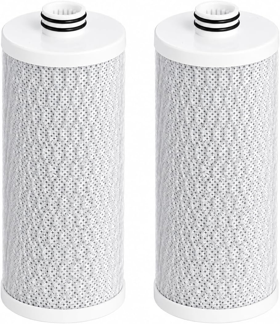 Clean Water Machine Replacement Filter Cartridges - Removes Up To 96% of Chlorine & 99% of 77 Contaminants - 2 Count - AQ-CWM-R-D