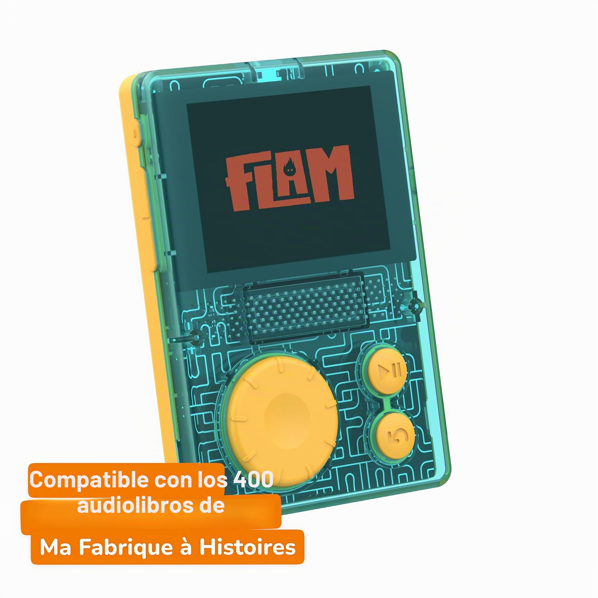 Lunii FLAM - Reproductor de Aventuras de Audio Interactivo para niños de 7 a 11 años - Libro de Audio para Jugar con 2h45 Historias Incluidas - Caja de Historias Fabricadas en Francia