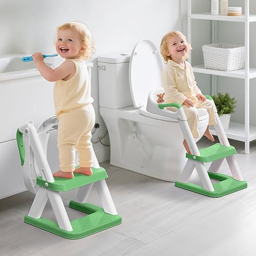 Miniatura 8 de SKYROKU - Asiento de entrenamiento para ir al baño con escalera de taburete escalonada inodoro de entrenamiento para niños y niñas cómodo asiento
