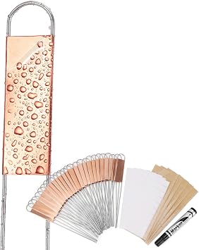 25PCS Copper Metal Plant Tags Plant Labels with 50Pcs Labels, Rainproof PET Film & Permanent Pen, 8" Weatherproof Banner Garden Markers, Marking Protection Seedling Signs Nursery Tags