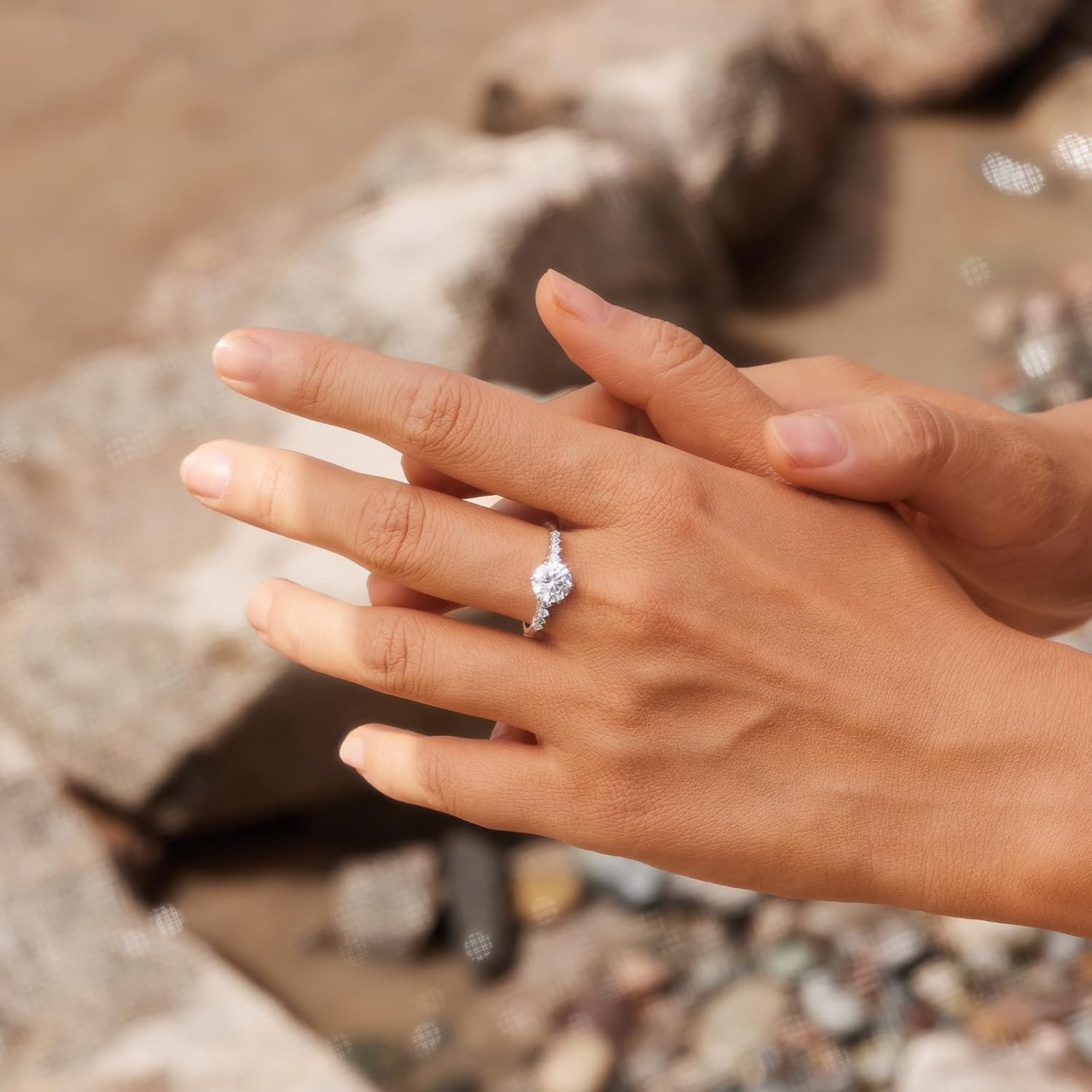 STORYJEWELLERY Engagement Rings for Women, Wedding Rings for Women, 925 Sterling Silver Rings, 1CT Round Engagement Ring, Gifts for Her - Image 3