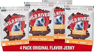 Wild River Original Beef Jerky, Old Fashioned 100% Beef Jerky, Gluten Free, Deliciously Seasoned Protein Snacks, Savory Meat Snack for Lunches, Ready to Eat, 15g of Protein, 3.5 Ounce (Pack of 4)
