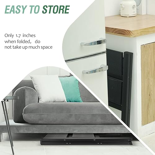 Miniatura 3 de HBTower Escalera de 2 escalones, escalera de aluminio, taburete plegable para adultos, capacidad de 330 libras, escalera resistente y portátil para