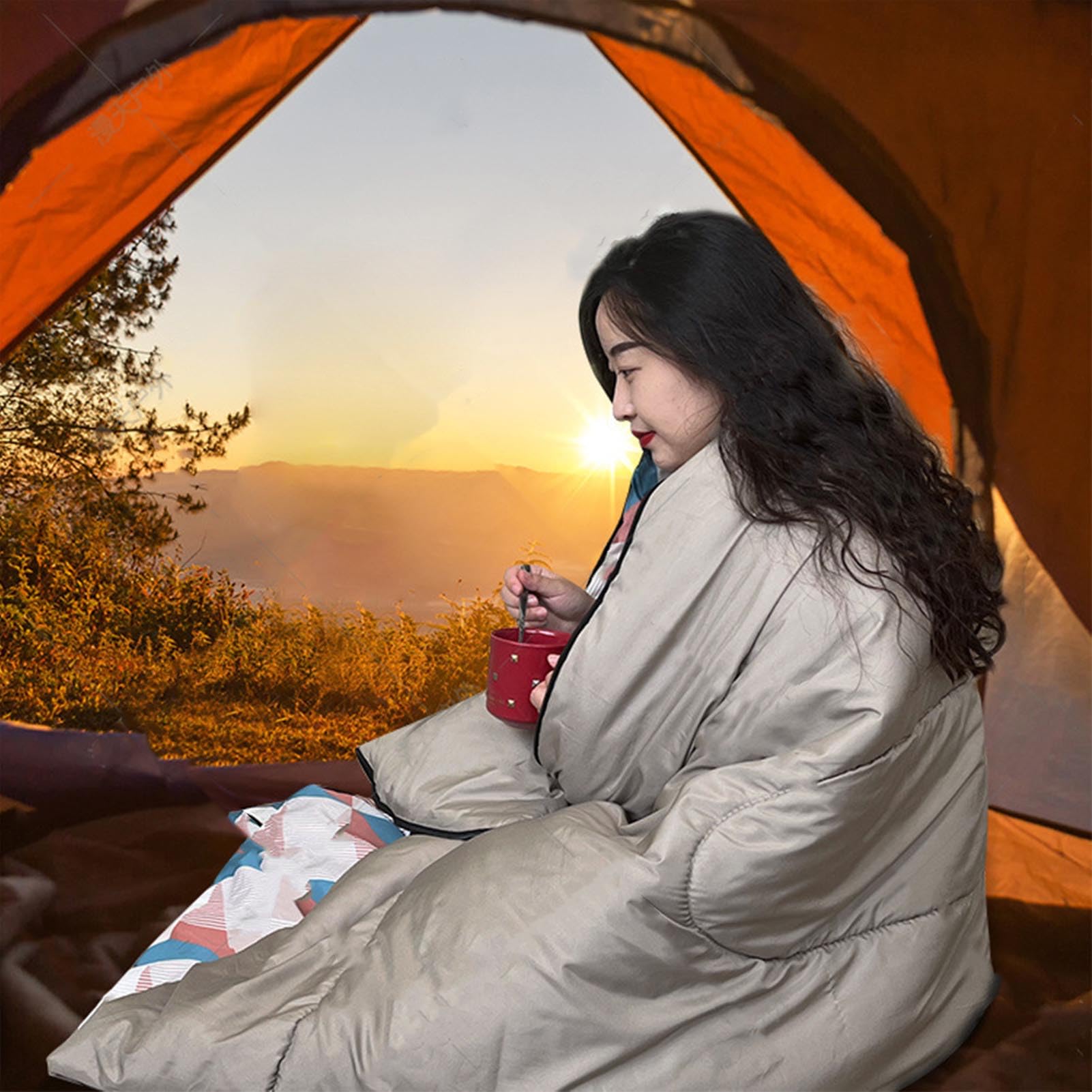Sac De Couchage Polaire Chaud Portable - Doublure Légère Pour Temps Froid (Café à Carreaux)