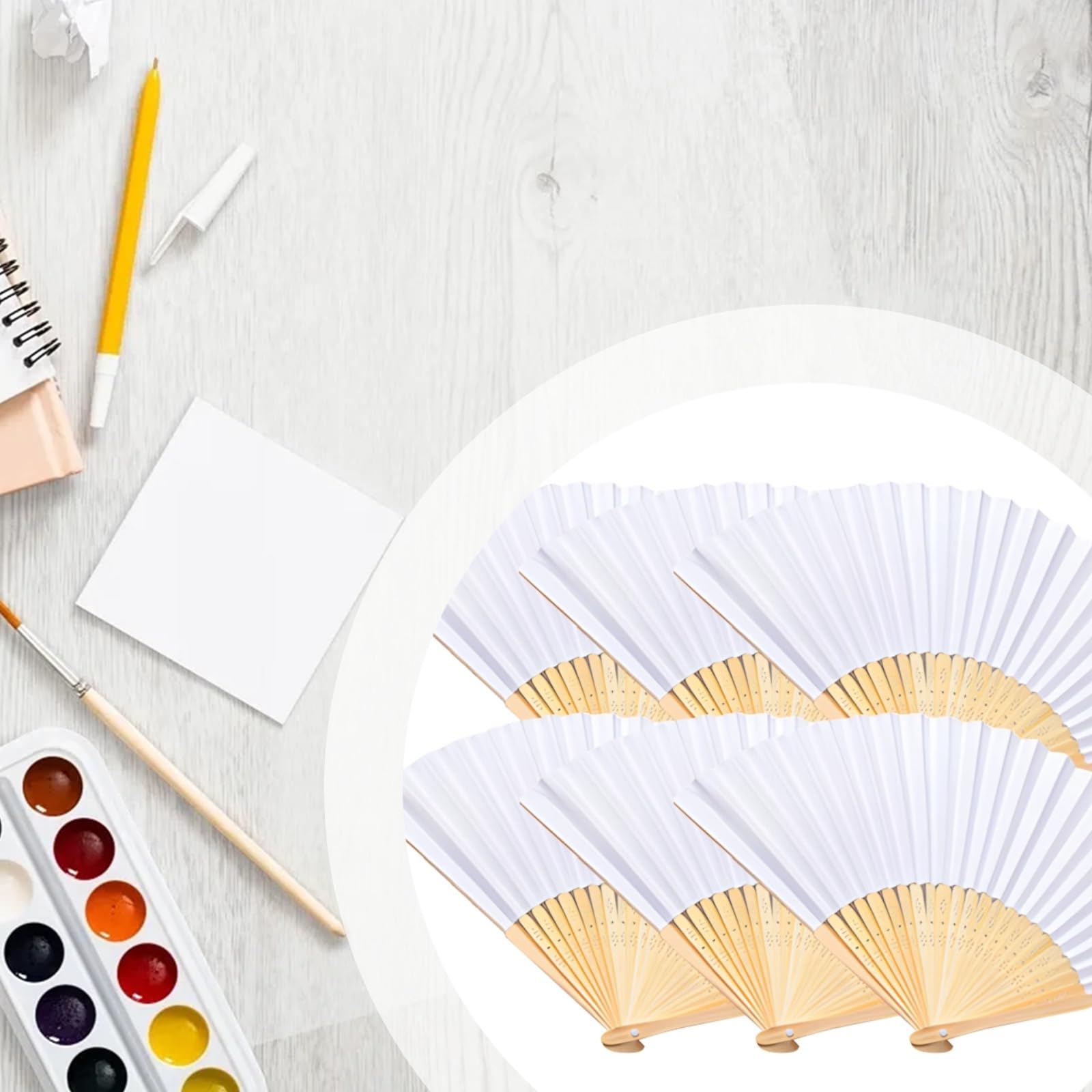 50 Stück weiße Bambus-Papierfächer für Hochzeiten, elegante Faltfächer für Partys, Hochzeiten und Versammlungen