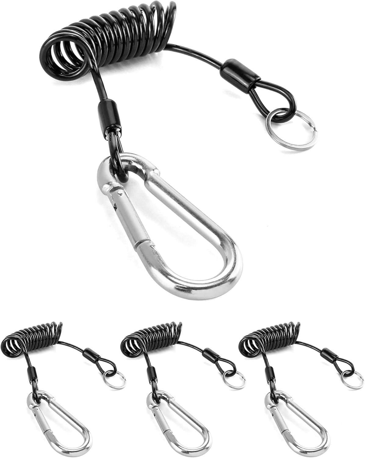 QWORK 4 Ft Breakaway Trailer Cable, 4 Pack Trailer Brake Safety Cable Spring Towing