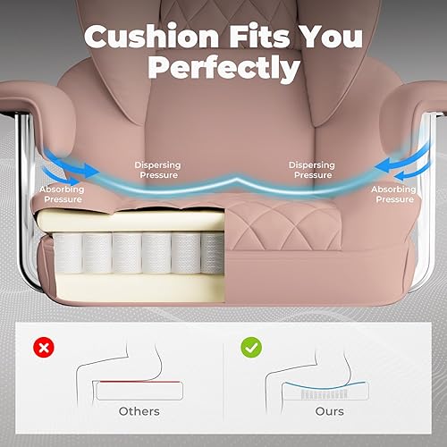 Miniatura 8 de COMHOMA Silla de oficina grande y alta, silla de juegos de cuero con reposapiés, sillas de oficina ergonómicas ejecutivas con soporte lumbar de