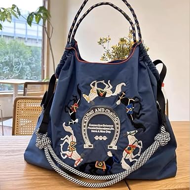 Amazon | [SkysRose] ボールアンドチェーン 刺繍 エコバッグ 御洒落 大
