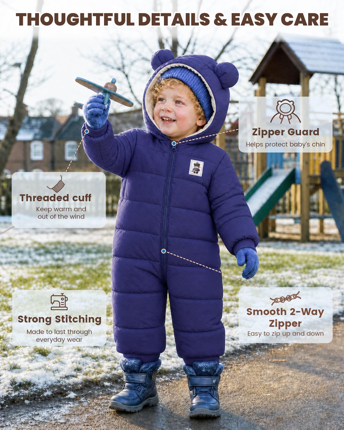 WYTbaby Tuta da neve con cappuccio