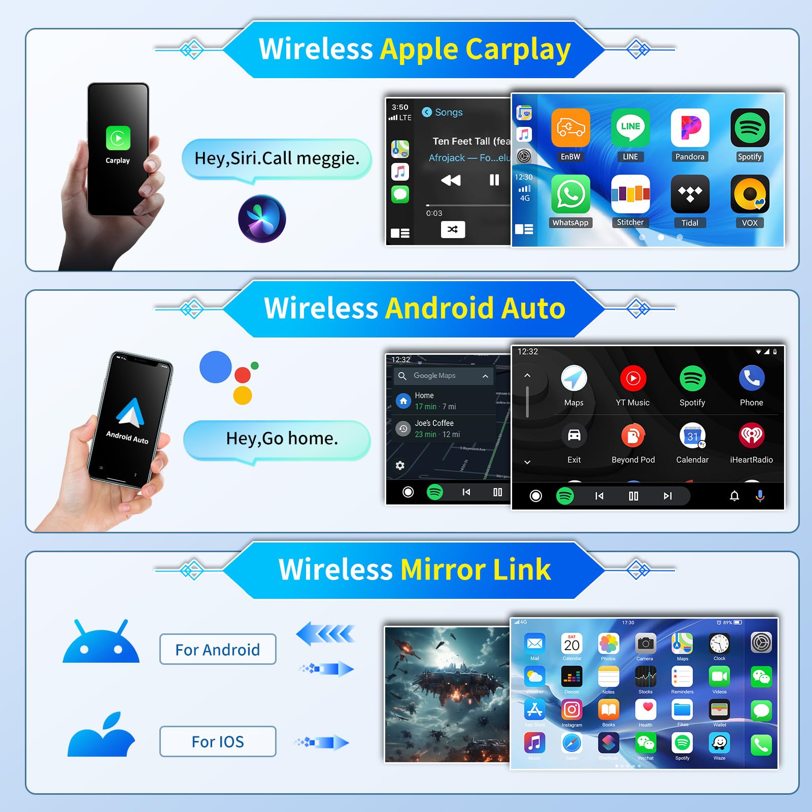 Android 15, 4G+128G GOHHDL Autoradio pour Peugeot 208 2008 2012-2018 avec Wireless Carplay Android Auto, 10.1 Pouces Poste Radio Voiture avec GPS Navi WiFi Bluetooth FM/RDS EQ SWC AHD Caméra&Mic
