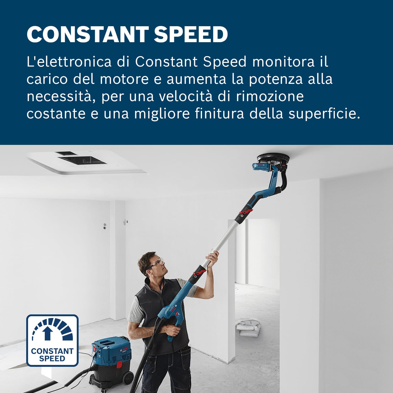 Bosch Professional Levigatrice per Cartongesso Gtr 55-225 (550 Watt, Ø Platorello Abrasivo 215 Mm, Incl. 1 Foglio Abrasivo M480, 1 Set di Platorelli Abrasivi Morbidi, 3 Fermacavi, in Valigetta)