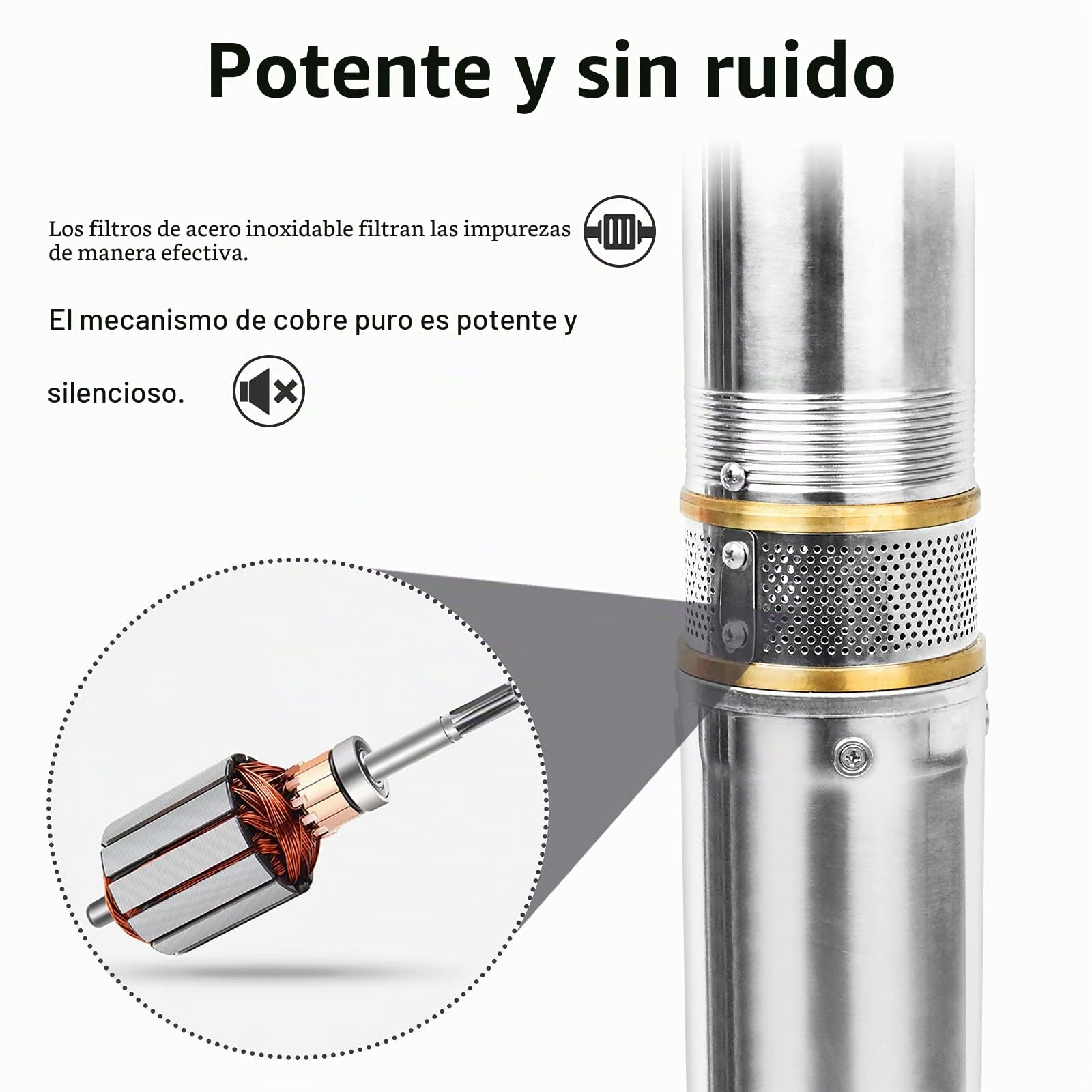 ACXIN Bomba de agua sumergible pozo 100 cm – Bomba para pozos profundos profundos, Bomba Sumergible de 92 mm de diámetro, (0,75 kW/4.000 l/h)