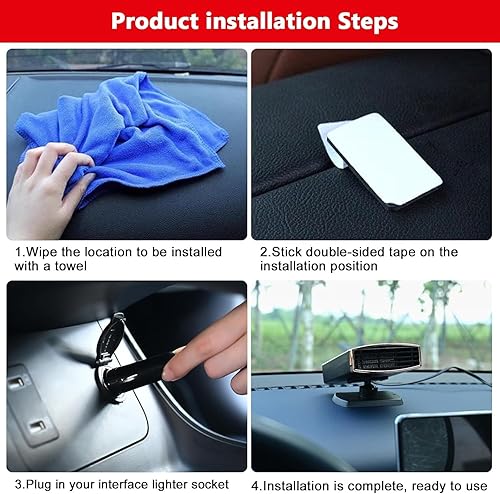 Miniatura 7 de Calentador de automóvil, calentador de automóvil portátil de 12 V, enchufe al encendedor de cigarrillos, 2 en 1, descongelador, descongelador,