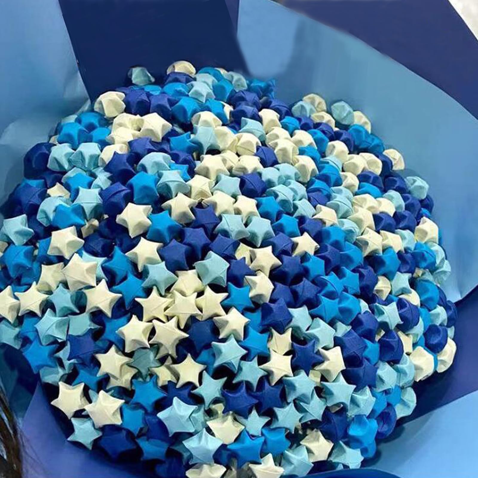 Aeojoor Bandes De Papier Origami En Forme D'étoile Sur Les Côtés Pour Origami - Bandes De Papier Porte-bonheur - Pour Loisirs Créatifs - Dégradé Bleu (1350 Feuilles