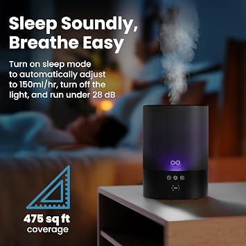Everlasting Comfort 2.5L Ultrasonic Humidifier for Bedroom, 28 dB Cool Mist