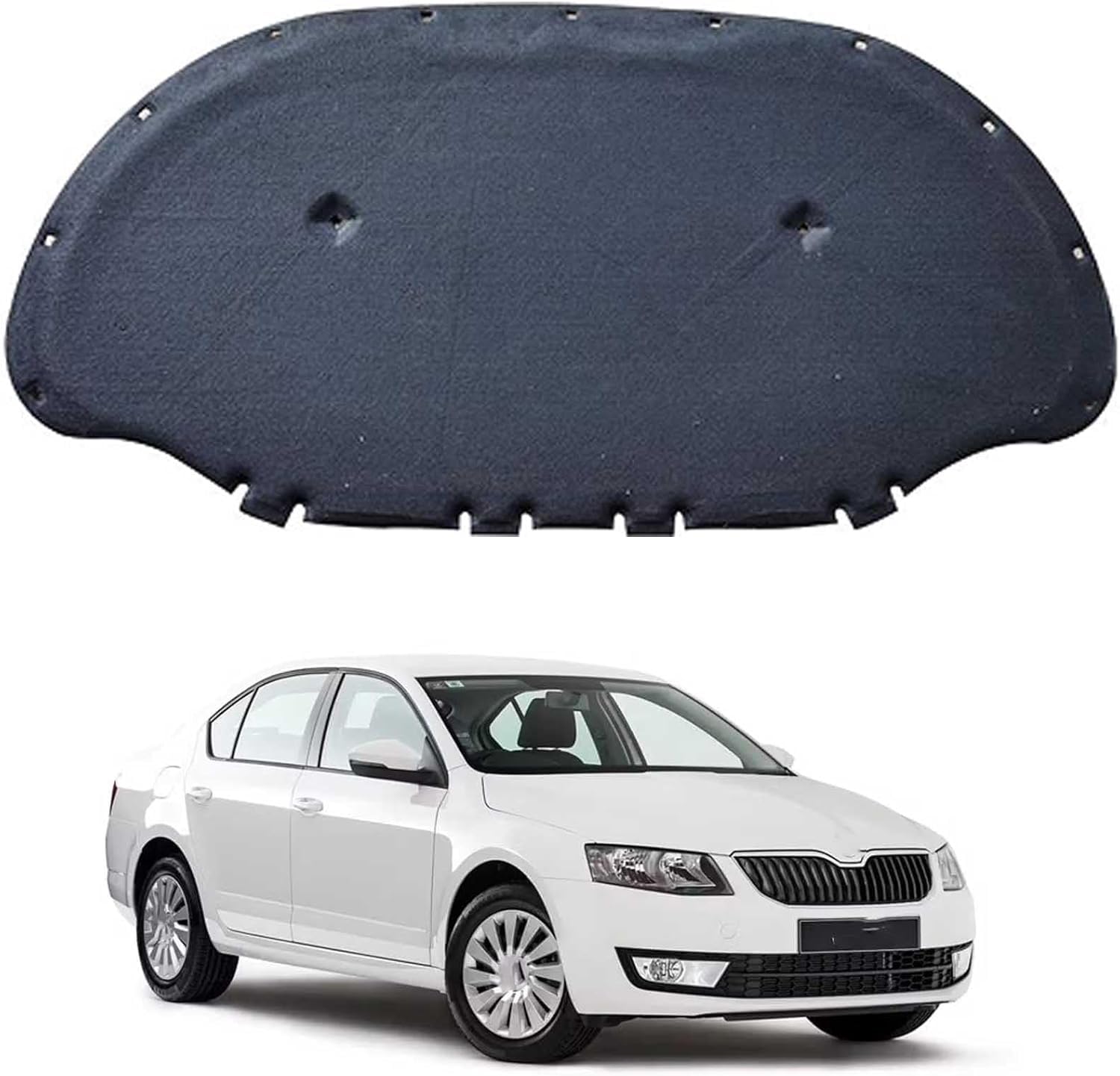 Bonnet Sound Deadening Mat 10mm for Skoda Octavia 2015-2022 OE: 5E0863831A – Heat Shield Insulation, Practical Replacement Liner with Clips & PET Fibre