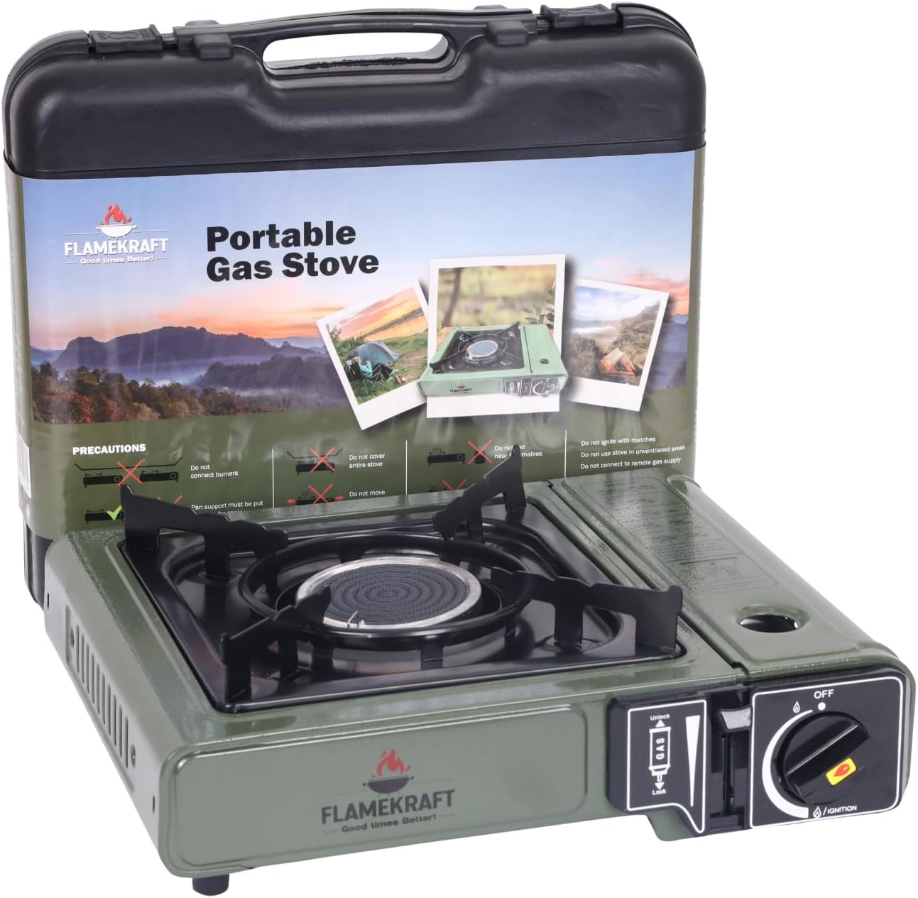 Procamp FlameKraft () Portable Camping Stove with Ceramic Burner |Lightweight, durable & efficient outdoor gas stove ideal for camping,hiking & picnics|Features an adjustable flame & compact design