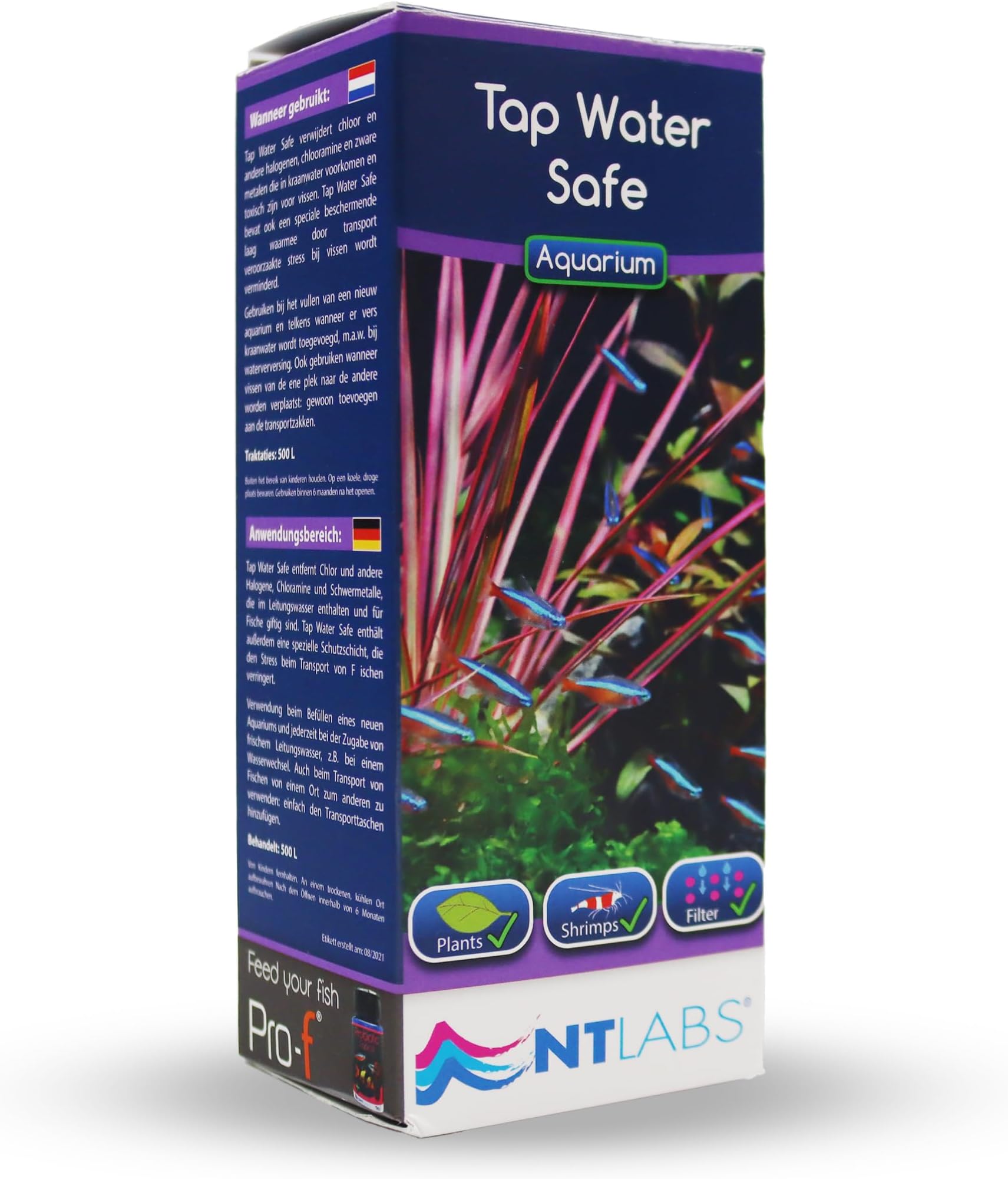 NT Labs Tap Water Safe, Tap Water Dechlorinator, Removes Chlorine, Chloramine & Heavy Metals, Makes Water Safe for Fish, Tropical & Coldwater (100ml - Treats 500L)